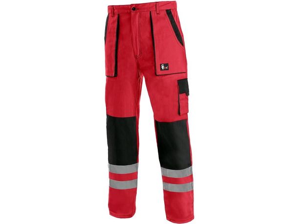 Montérkové nohavice CXS LUXY BRIGHT, pánske, červeno-čierne