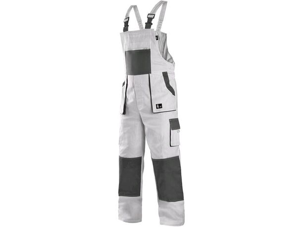 Montérkové nohavice na traky CXS LUXY ROBIN, pánske, bielo-šedé