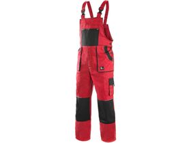 Montérkové nohavice na traky CXS LUXY ROBIN, pánske, červeno-čierne