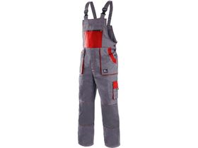 Montérkové nohavice na traky CXS LUXY ROBIN, pánske, šedo-červené