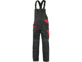 Montérkové nohavice na traky CXS ORION KRYŠTOF, zimné, pánske, čierno-červené
