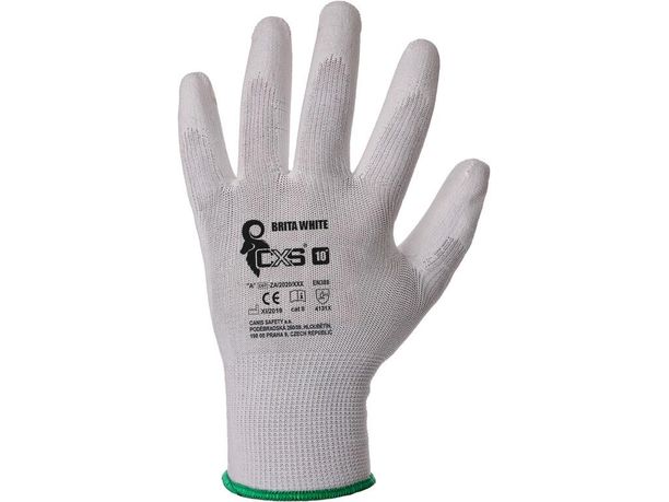Polomáčané rukavice CXS BRITA, biele